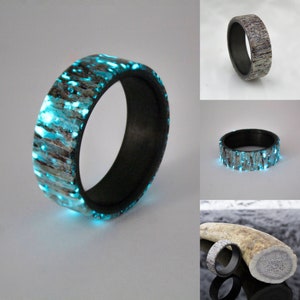 Etsy Rings, Ring, Carbon Fiber Ring, Elk Antler Ring, Glow Ring, Men's Ring, Black Ring, Wedding Bands, Ring For Men, Gift Ideas image 9