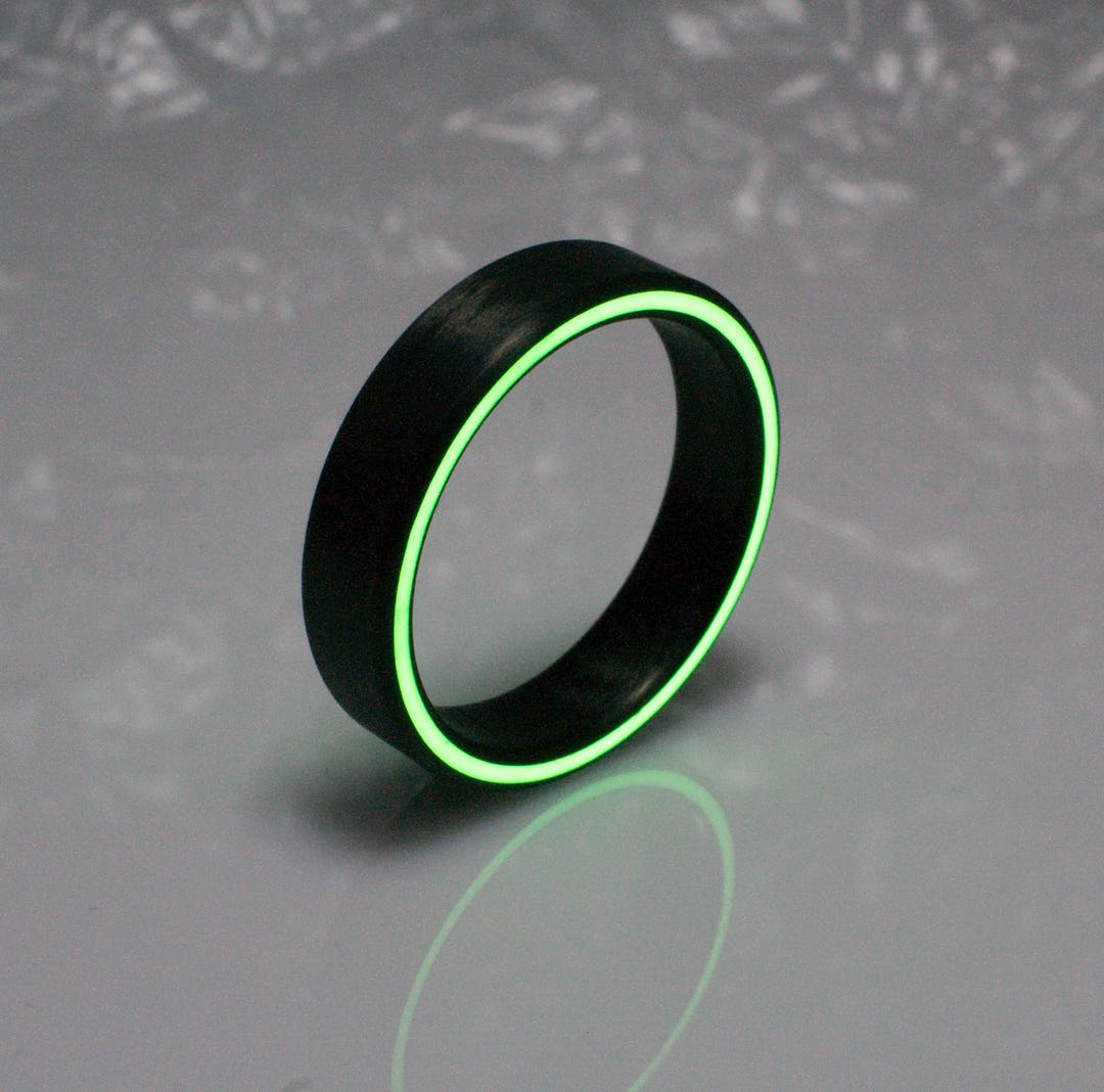 Carbon Fiber Glow Ring, Glow Ring Band, Black Ring, Men's Black Ring