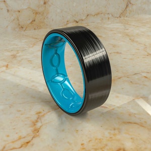 Carbon Fiber Ring silicone rubber liner, Wedding Ring, Black Ring, Men's Wedding Band, Gift For Him, Gift For Her, Gifts