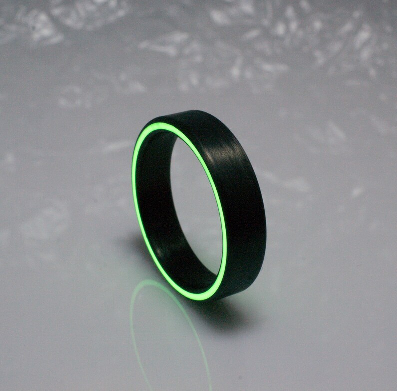 Carbon Fiber Glow Ring Glow Ring Band Black Ring Men's Etsy