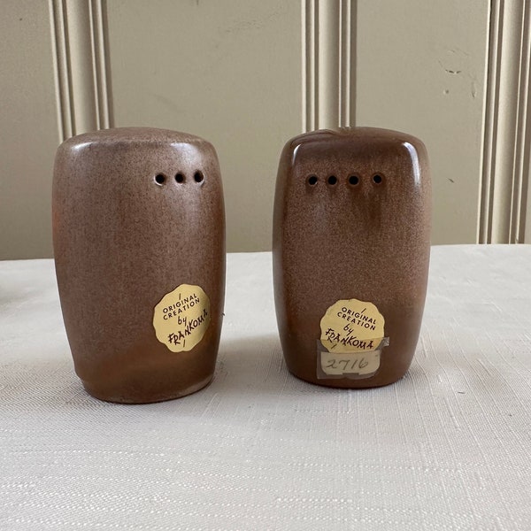 Vintage Frankoma Plainsman Salt Pepper Shaker Brown Satin Frankoma Pottery