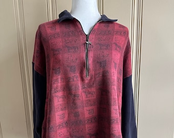 Vintage Banana Republic Safari & Travel Clothing Co Sweatshirt Horses Equestrian  size Large