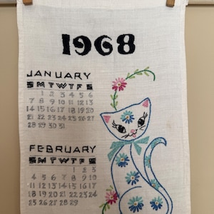 1968 Vintage Fabric Calendar - Etsy
