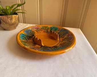 Vintage California Pottery Large Ceramic Ashtray, Mid Century Modern Table Ashtray, Retro MCM Tobacciana Collectible, 1960s