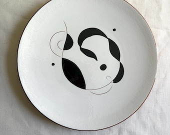 Vintage Stangl Lyric Dinner Plate 10" | MCM Black & White Sgraffito | Pattern 3940 Kay Hackett | Mid Century Modern Art Pottery