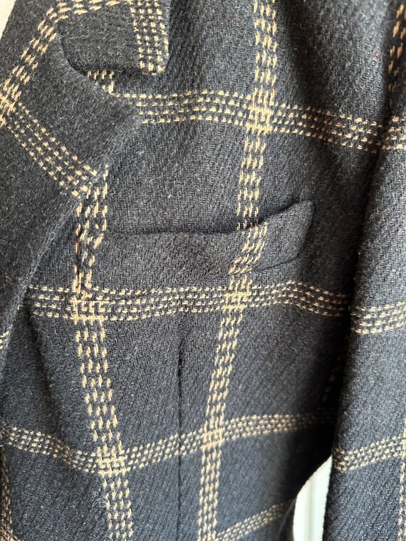 Vintage Wool Toffs Plaid Blazer Charcoal Gray wit… - image 8