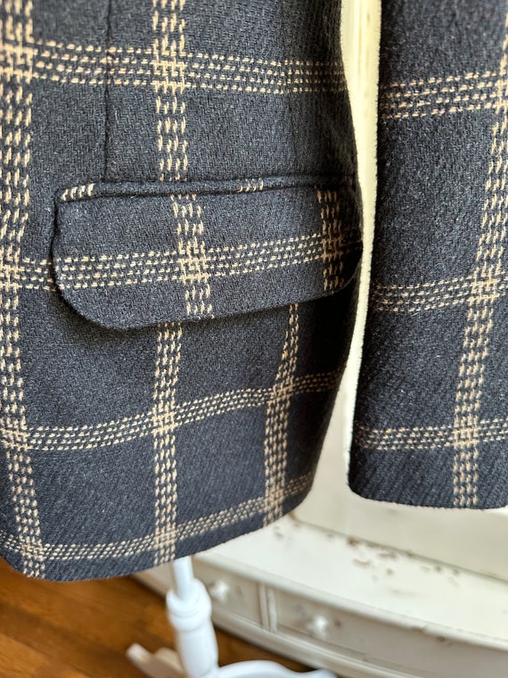Vintage Wool Toffs Plaid Blazer Charcoal Gray wit… - image 9