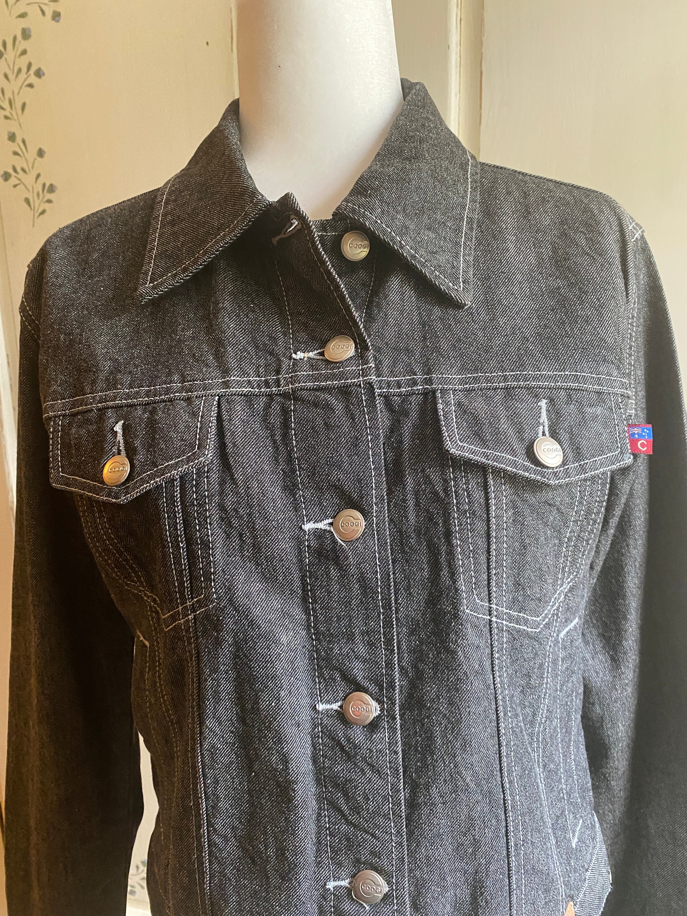 Coogi Down Under Blue Dark Wash Denim Jean Jacket Coat Vintage Sz