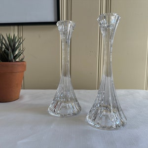 Mikasa Lead Crystal Candleholders Park Lane Design Vintage 90s Pair