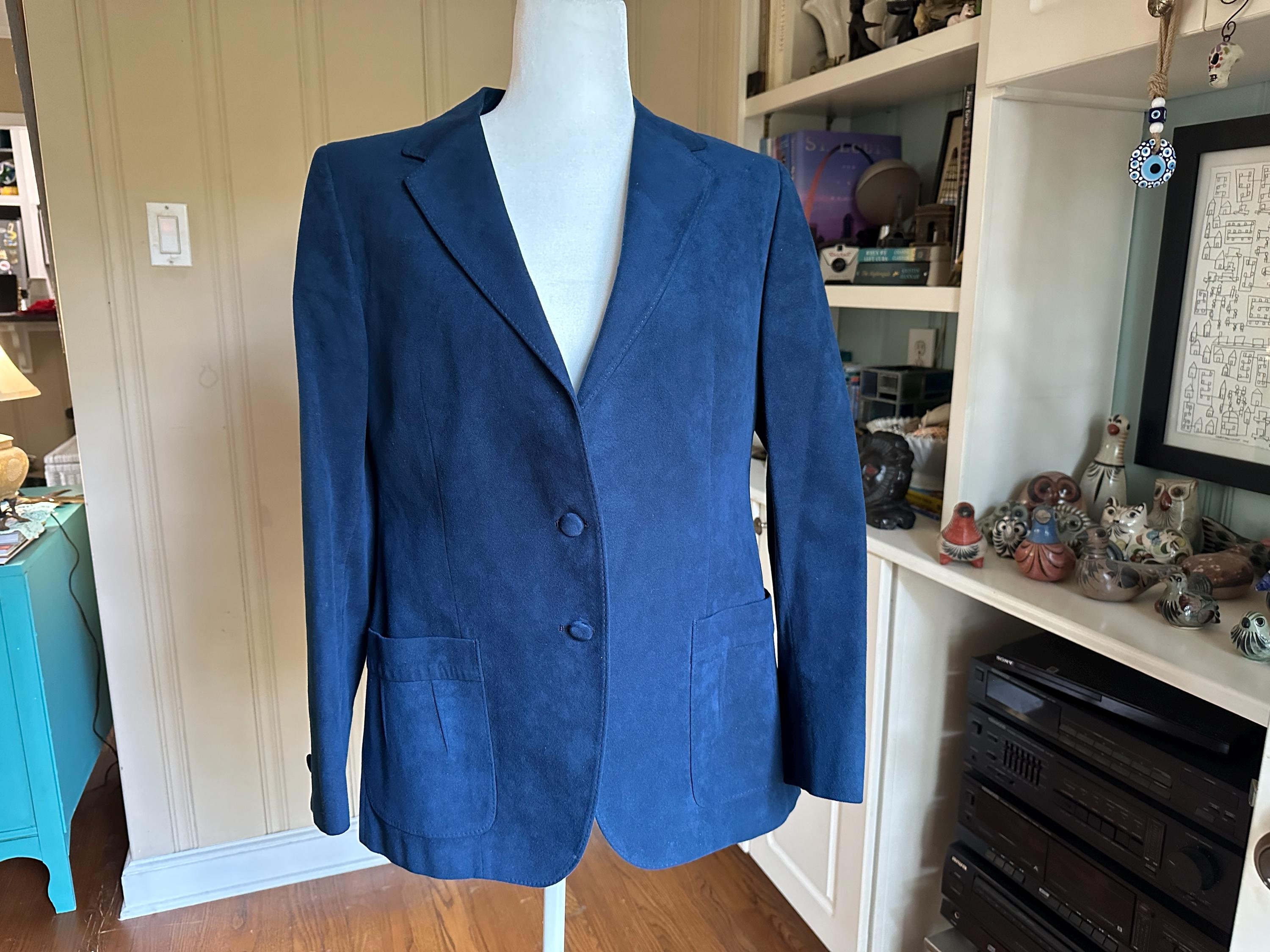 Blue Suede Mens Blazer Jacket Etsy