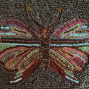 Christiana Beaded Purse Bag Butterfly Design Made in India Vintage 90s