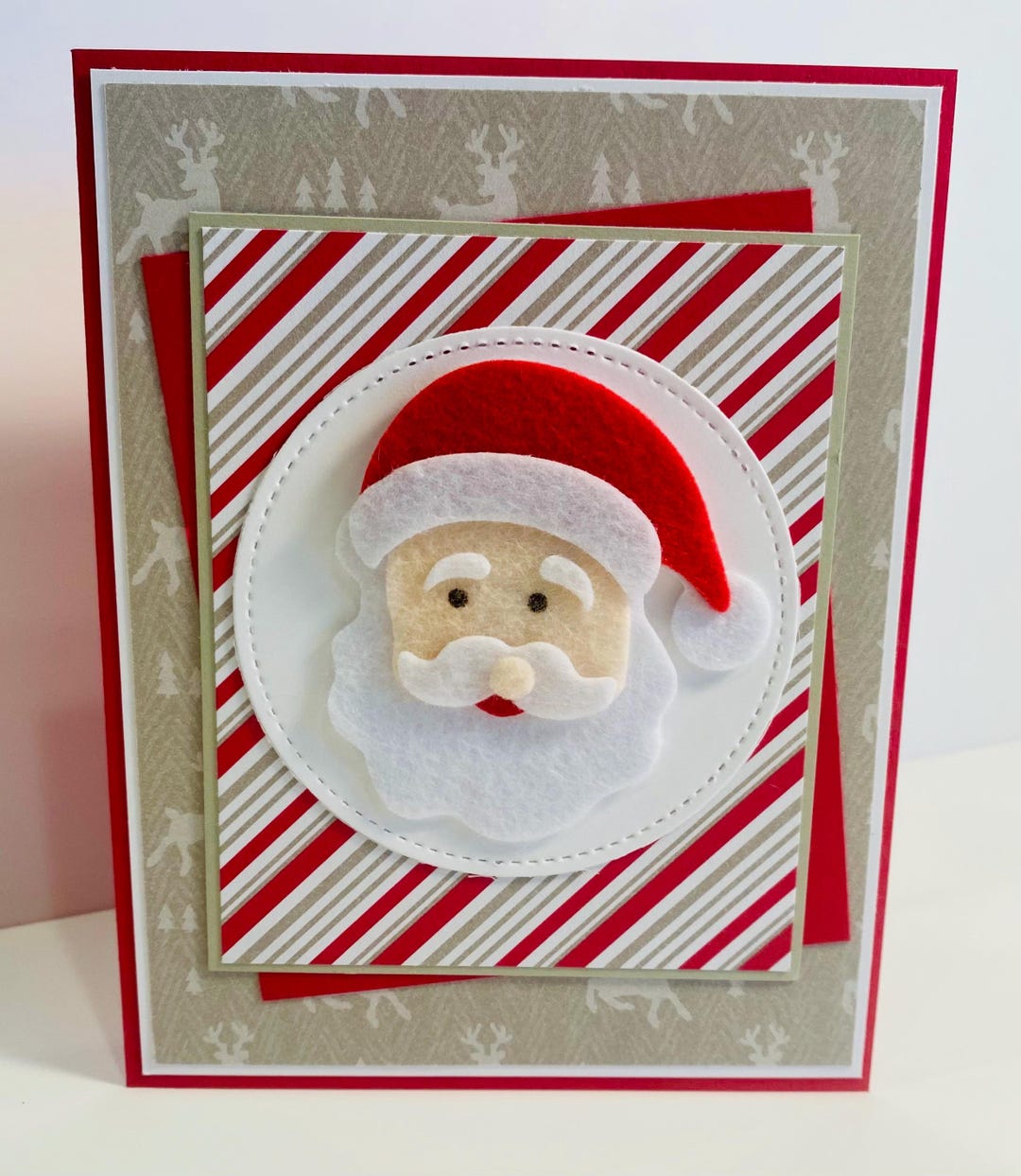 Santa Card Back Santa Card - Handmade Christmas Card - Santa Claus Card - Blank ...