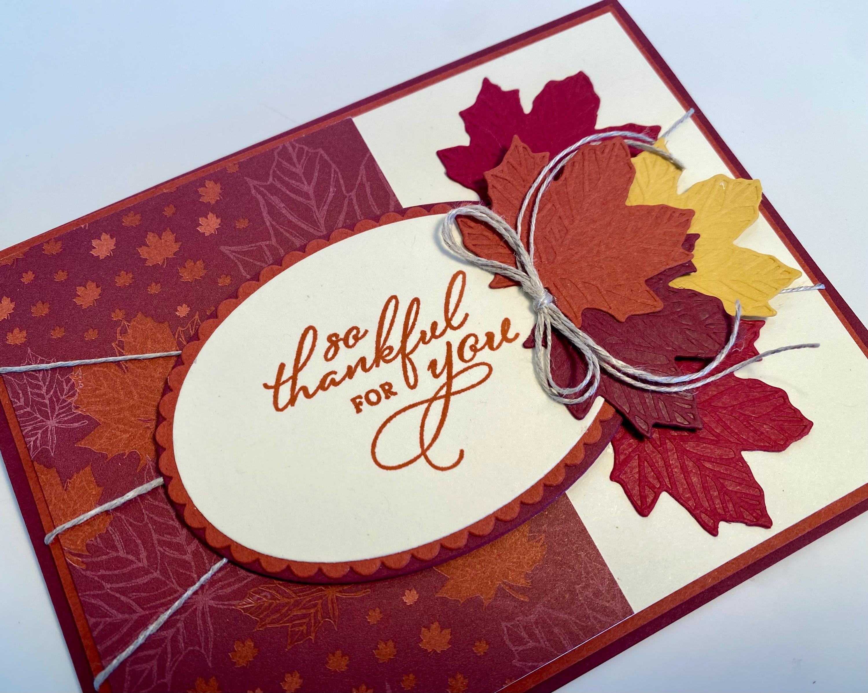 Handmade Thanksgiving Card – Autumn Leaves, Fall Thank You Card ...