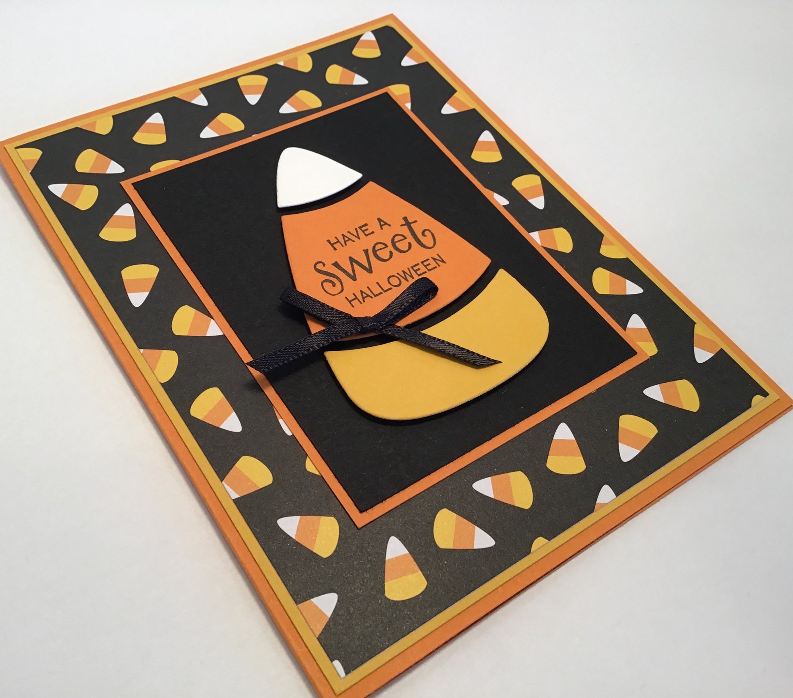 Candy Corn Card Greeting Card - Happy Halloween Card - Hand Stamped ...