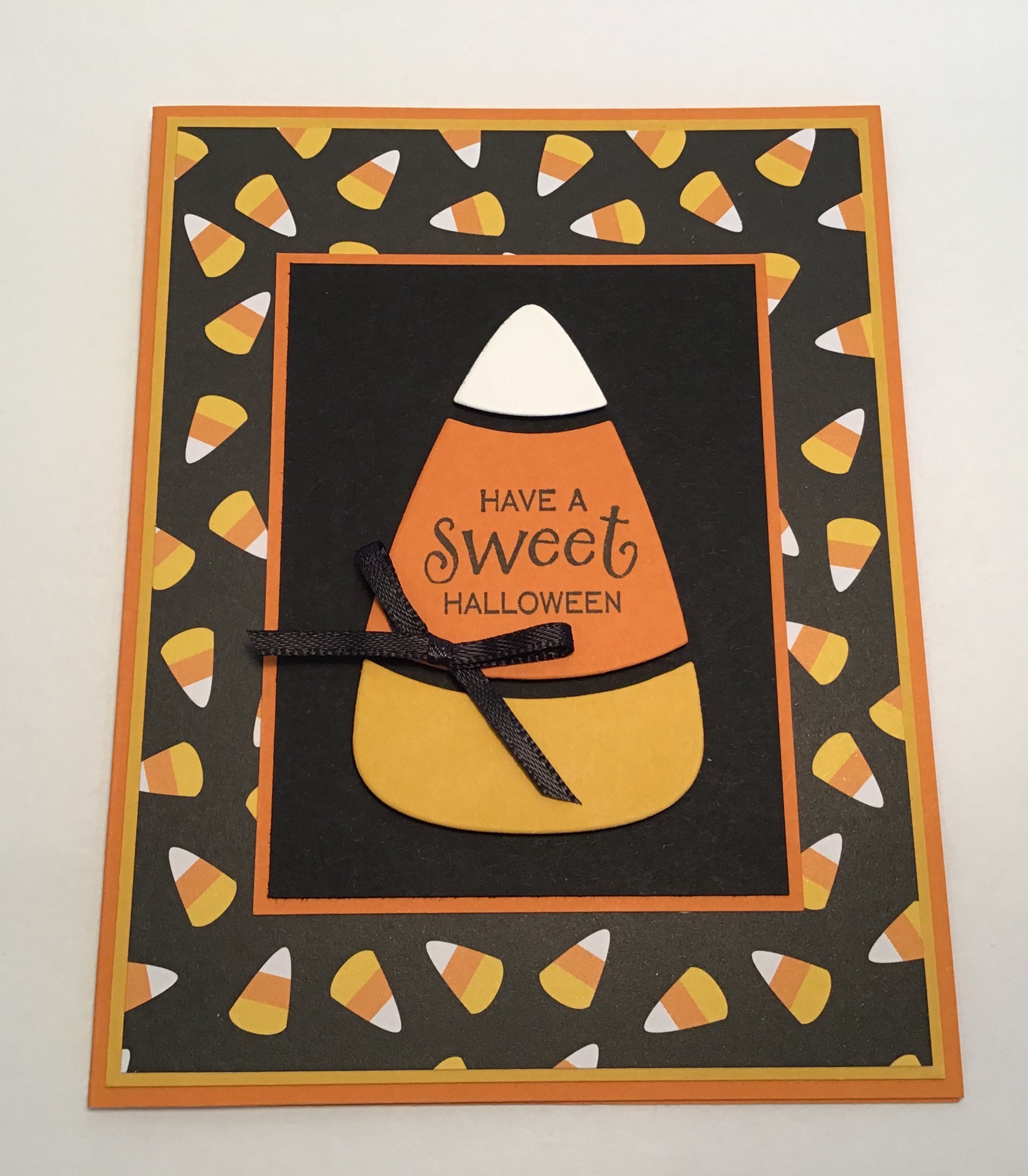 Candy Corn Card Greeting Card - Happy Halloween Card - Hand Stamped ...