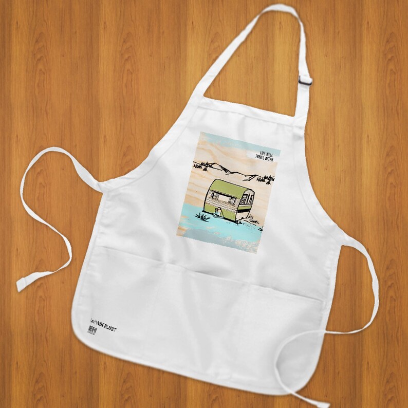 Retro style Travel Trailer Apron white imprinted Etsy