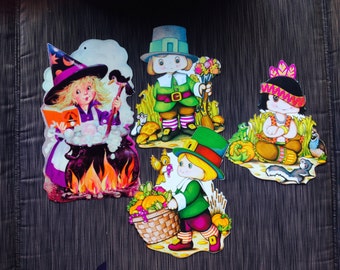 Halloween, Beistle, Eureka, Die Cut, Thanksgiving, Native American, Squirrel, Bat, Witch, Ghost, Mouse, Black Cat, Pilgrim, Jack O'Lantern