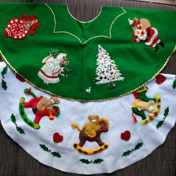 Handmade Felt Antlers Gray Christmas Tree Skirt 60