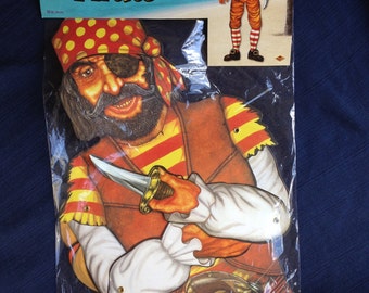 BEISTLE, Halloween, Pirate, CUTE Little Witch Paper Table Cover, Corn Shock, Die Cut, Jointed, Pumpkins, Bat, Futura, Sealed, Thanksgiving