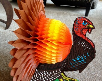 Halloween HONEYCOMB Die Cut, Turkey, BEISTLE Pumpkin, Art Tissue, Autumn, THANKSGIVING, Gobble Gobble, Yes Turkeys Can Fly!