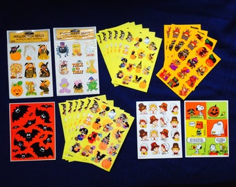 HALLOWEEN, Autumn, STICKERS, Hallmark, Eureka, A G C, Pilgrim, Acorn, Turkey, Mice, Monster, Pumpkin, Cat, Witch, Owl, Ghost, Bat, Spider