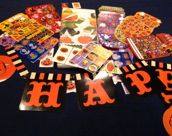 Halloween Hallmark, Paper TABLE Cover, HALLOWEEN STICKERS, Autumn Window Clings, Pumpkin, Jack O Lantern, Scarecrow, Decor