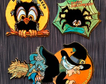 HALLOWEEN Die Cut OR Jigsaw Juniors Puzzle, Hallmark, Current Inc, Witch, Cat, Owl, Spider, Bat, Jack O Lantern, Scarecrow, Bear, Dracula