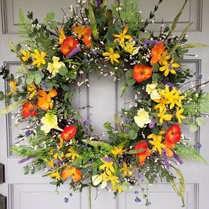 Reduced Spring-Summer,Poppies and Eucalyptus Wreath