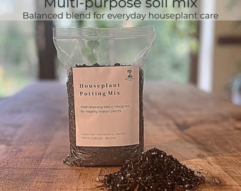 Premium Houseplant Soil Mix | Indoor Plant Potting Compost | Well Draining Tropical Houseplant Substrate | Peat Free Coco Coir | 1L 3L 5L 8L