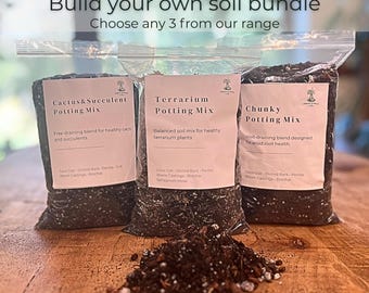 Pick Your Own Soil Mix Bundle | 3 x 1L Houseplant Soil Set | Aroid Mix for Monstera Philodendron Pothos | Terrarium Alocasia Succulent Soil