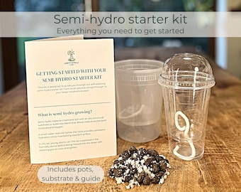Semi Hydro Starter Kit for Houseplants | Self Watering Clear Pot & Humidity Dome System | LECA / Substrate Grow Kit | Beginner Plant Setup