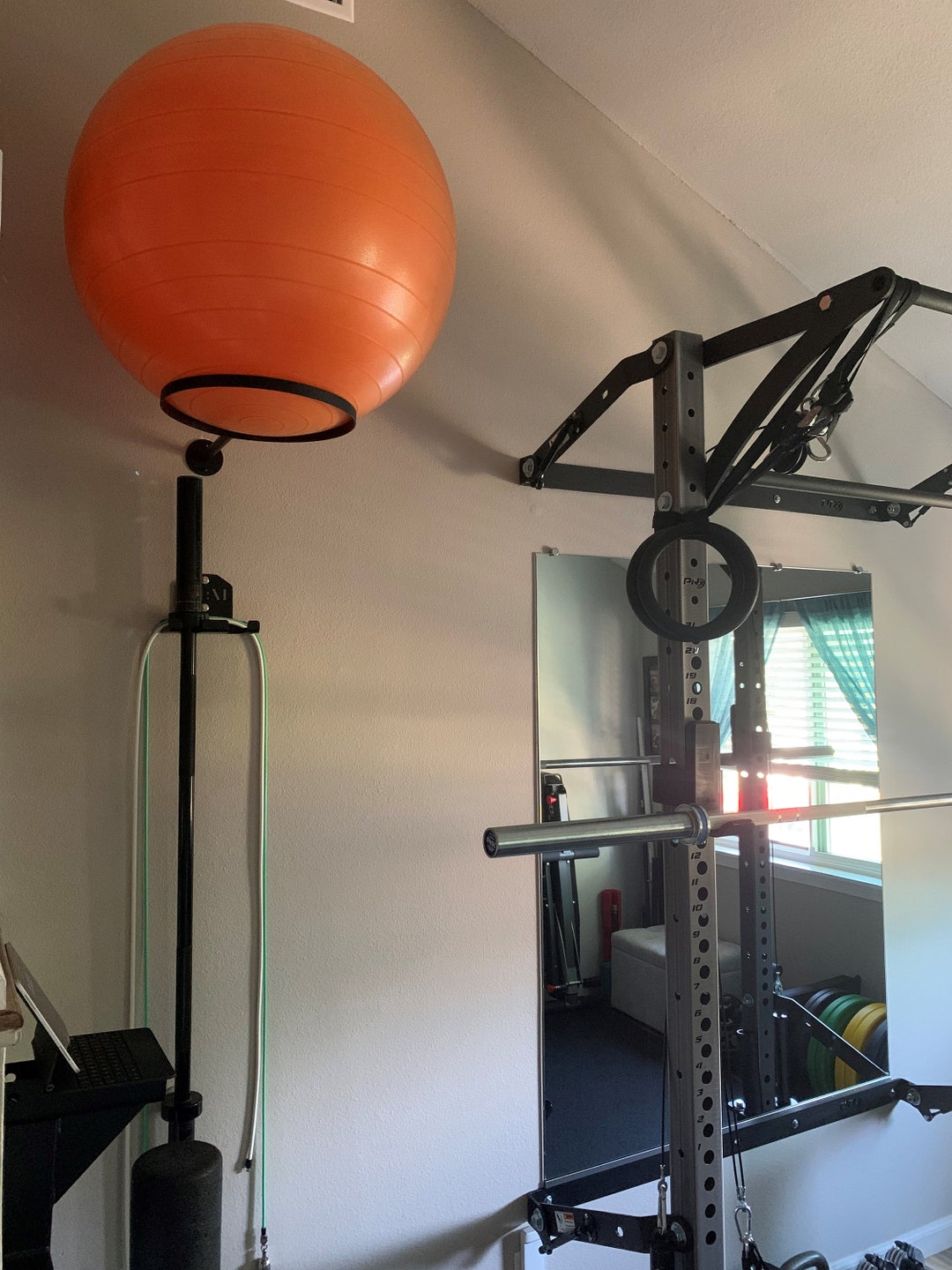 Steel XL Exercise Ball Wall Mount Holder 13 Inch Diameter Gun Metal