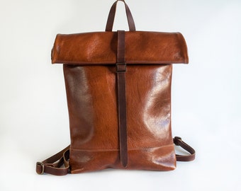 Roll Top Backpack, Rucksack, Backpack, Leather Backpack, Leather Roll Top Backpack, Leather Rucksack