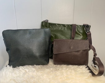 Green Leather Bag Set