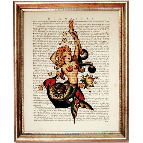Sailor Jerry Decor Sailor Jerry Mermaid Sailor Jerry Tattoo Print Sailor Jerry Poster Sailor Jerry Art Dictionary Art Prints Wall Art