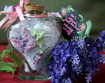 Lavender Bath Salts - All-natural, 100% organic, custom-made, in beautiful, reusable peRfume bottle