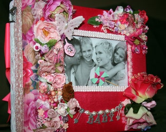 Baby girl photo album, handmade, unique, customized, elegant, can be personalized. Custom orders accepted.