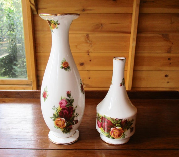 A Pair Of Royal Albert Old Country Roses Bud Vases English Etsy