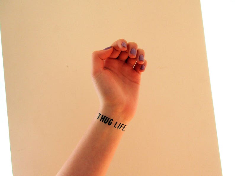 Thug Life Temporary Tattoo Gangster Temporary Tattoo 2pac Etsy