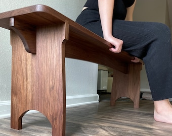 Walnut Shaker Bench | Solid Wood Entryway or Dining Bench | Custom Sizes | Handmade to Order