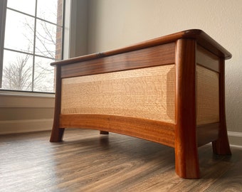 Handmade Sapele and Oak Blanket Chest | Custom Solid Wood Trunk