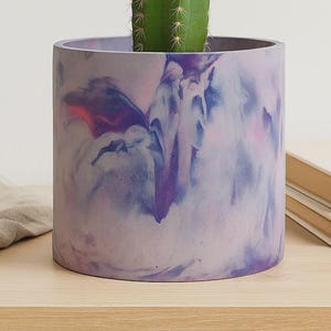 Very Large Swirl Cement Planter: Pink, Gray  Blue -  matt seal with drainage