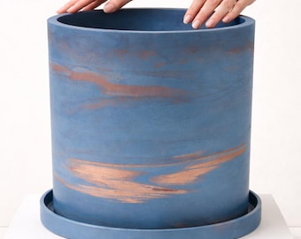 Extra grote plantenbak voor bomen Cement plantenpot met afvoergat schotel 12 inch 5 gallon