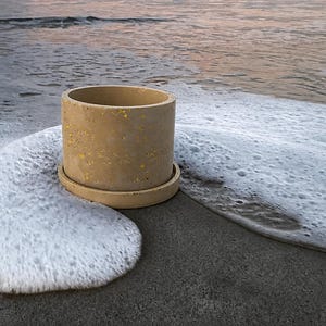6” Clean Coast Terrazzo Planter with Drainage and Dish Recycled Ocean Plastic Grow Pot Beach Conservation Sustainable Organic Gardening