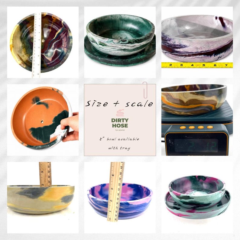 8 inch Marble Cement Bowl Glazed for Food or Centerpiece Colorful Bowl with Drainage or Without Gift for Host or Housewarming image 20