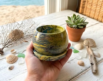 Mini African Violet Planter with Drainage and Tray for Healthy Roots Cute Handmade Succulent Pot for Small Cactus Planter Gift for Gardener