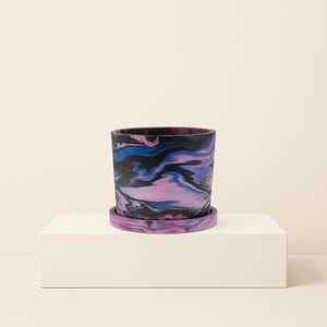 6 inch Pink Flamingos Cement Planter with Drainage + Tray: Handmade + Sealed