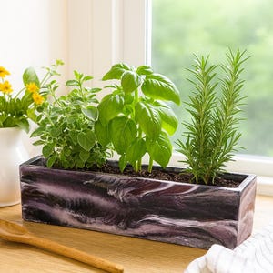 Cement windowsill planters with drainage and gloss seal - multiple colors available + customization.