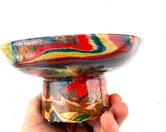 Voetstuk Schotel Kleurrijk Marmer Cement Sieraden Display Ring Lade Geglazuurde Afwerking Trinket Schotel Voor Slaapkamer of Badkamer Organizer