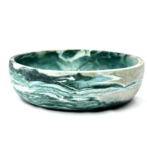 green and white swirl cement bowl